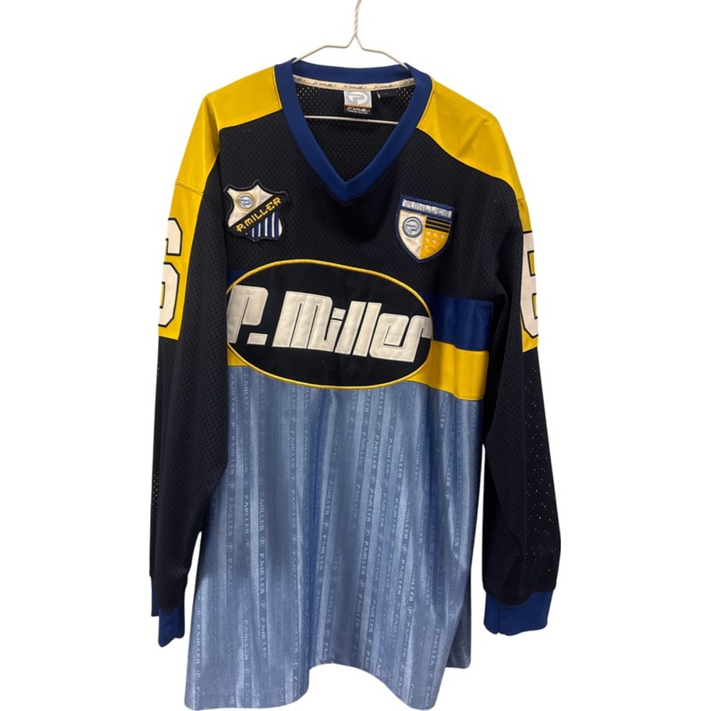 Vintage‎ P Miller Signature Collection Hockey Jersey XL Black Blue Yellow Mesh